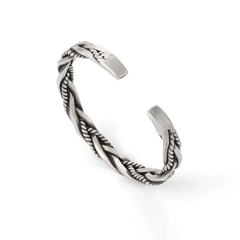 Heavy Braided Cuff Bracelet | 925 Sterling Silver - Picture 5 of 13
